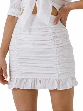 Endless Rose Ruched white Mini Skirt small